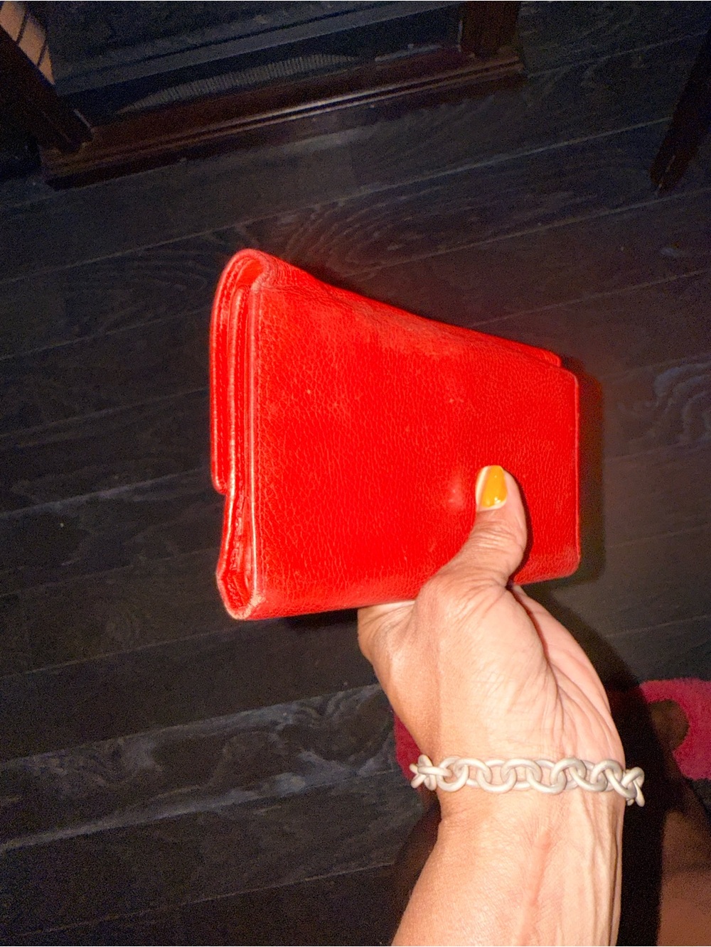 MCM Red Pebbled Leather Continental Wallet with Gold Accents - Picture 5 of 12
